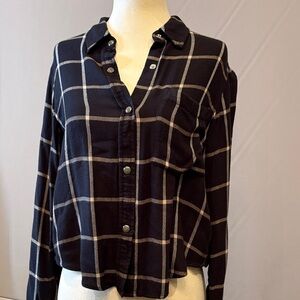 Rails Black and White Plaid Button Down Shirt